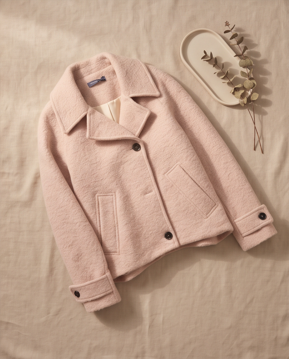 Chaqueta corta de lana mezclada con cuello sastre